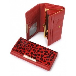 Оригинальный женский кожаный кошелек Podium B-60056-Red leo