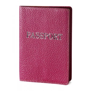 Паспорт обложка (розовый) тиснение серебром "PASSPORT"