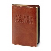 Паспорт обложка (коричневый) тиснение  "ПАСПОРТ+PASSPORT"